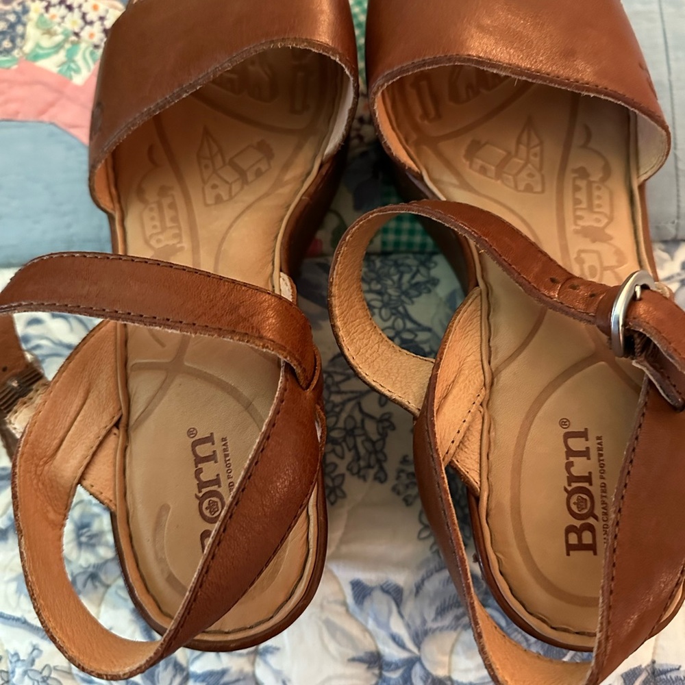 Born Brown Leather Sandals with Ankle Strap
